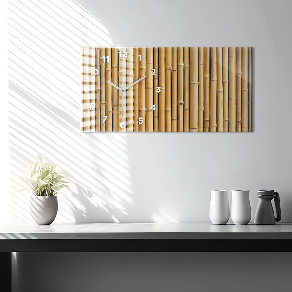 Glass wall clock rectangular Bamboo sticks
