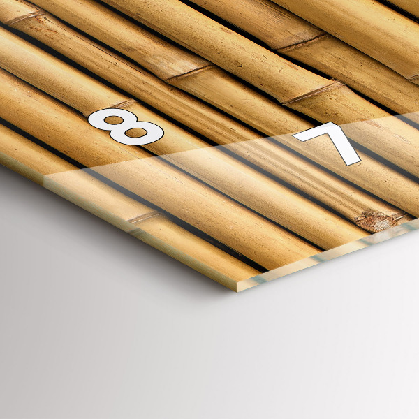 Glass wall clock rectangular Bamboo sticks