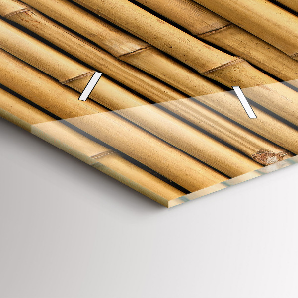 Glass wall clock rectangular Bamboo sticks