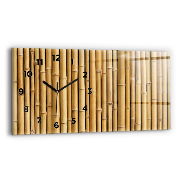 Glass wall clock rectangular Bamboo sticks