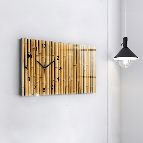 Glass wall clock rectangular Bamboo sticks