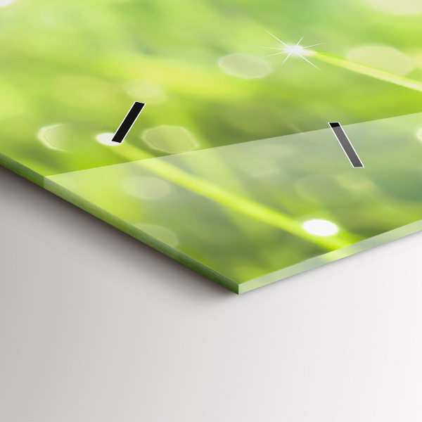 Glass wall clock rectangular Green grass