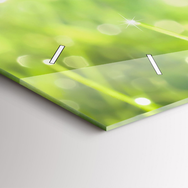 Glass wall clock rectangular Green grass