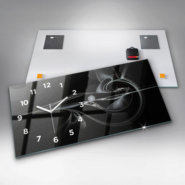 Glass wall clock rectangular Abstract smoke