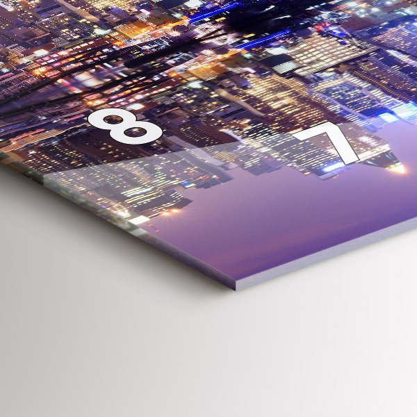 Glass wall clock rectangular New York at night