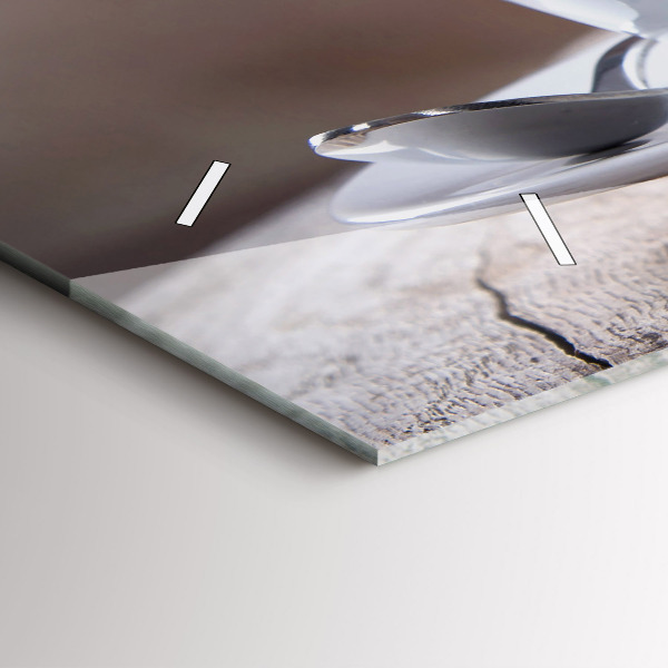 Glass wall clock rectangular A cup of coffee