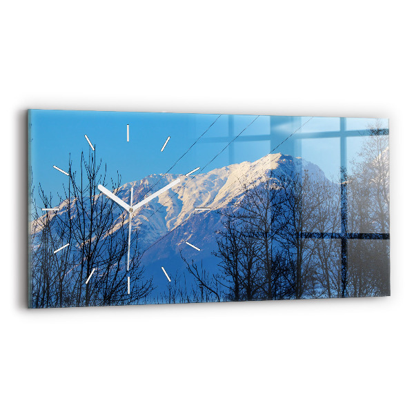 Glass wall clock rectangular Mountain view