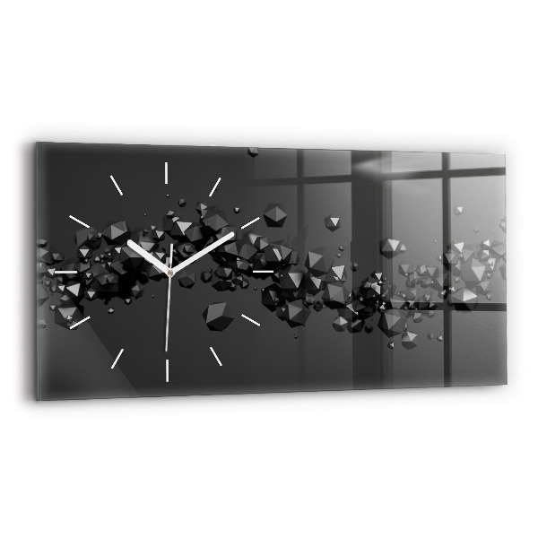 Glass wall clock rectangular Black abstraction