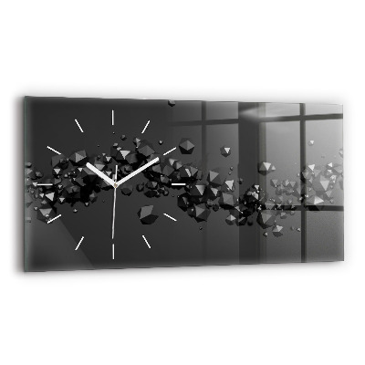 Glass wall clock rectangular Black abstraction