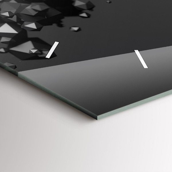Glass wall clock rectangular Black abstraction