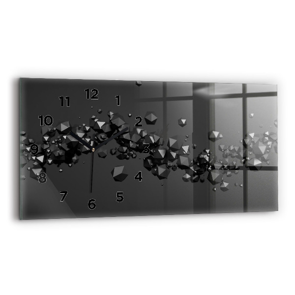 Glass wall clock rectangular Black abstraction