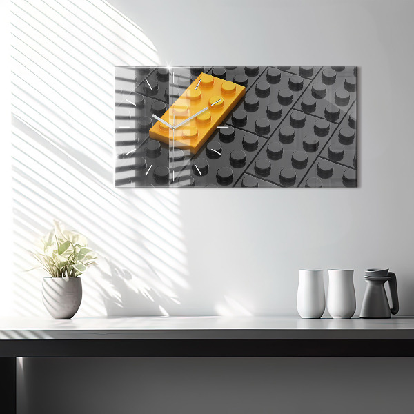 Glass wall clock rectangular Toy blocks