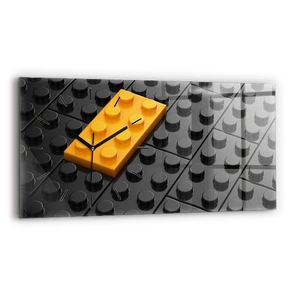 Glass wall clock rectangular Toy blocks