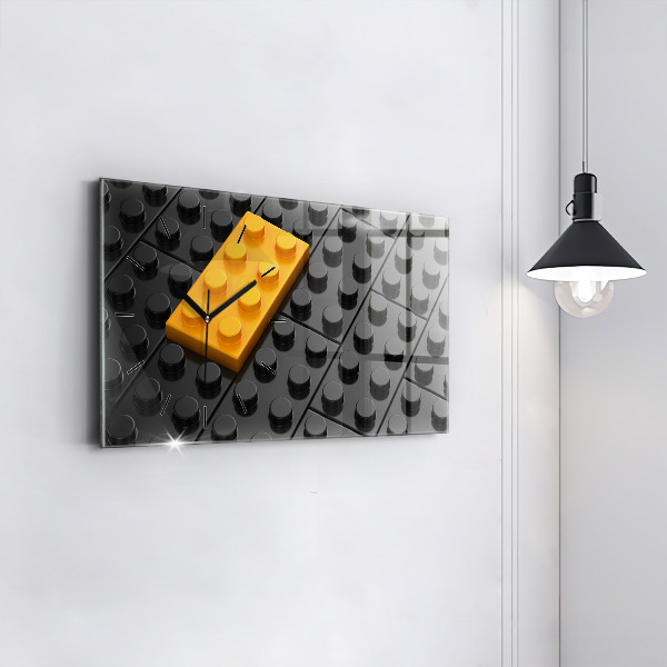 Glass wall clock rectangular Toy blocks