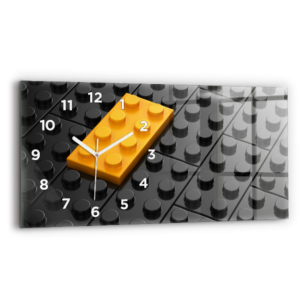 Glass wall clock rectangular Toy blocks