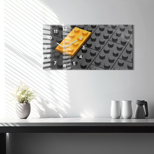 Glass wall clock rectangular Toy blocks