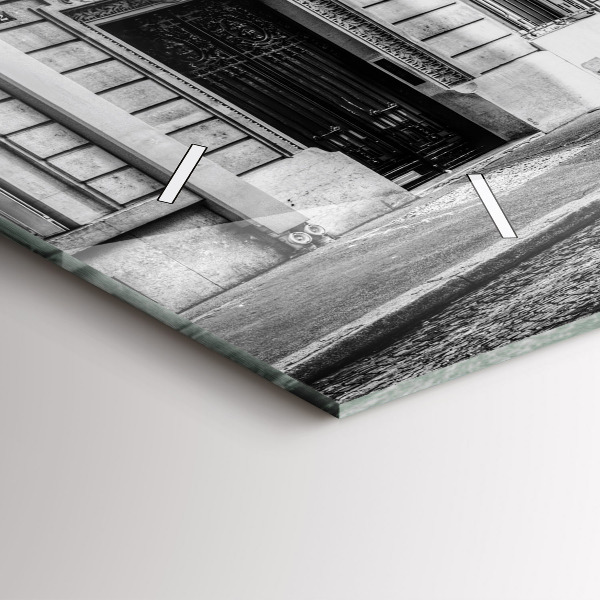 Glass wall clock rectangular Old car city