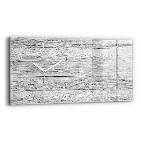 Glass wall clock rectangular Wooden panels