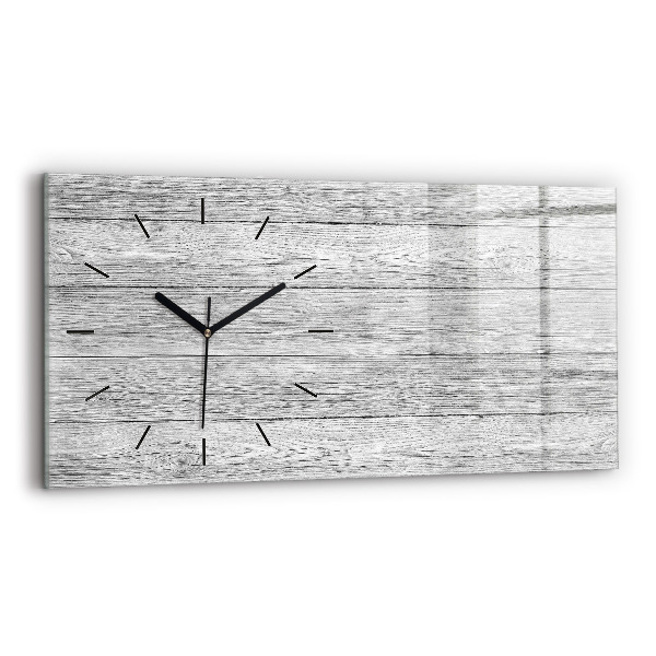 Glass wall clock rectangular Wooden panels