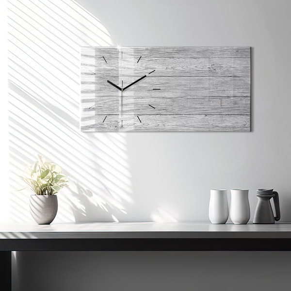 Glass wall clock rectangular Wooden panels