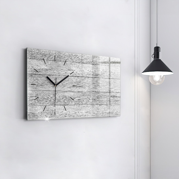 Glass wall clock rectangular Wooden panels