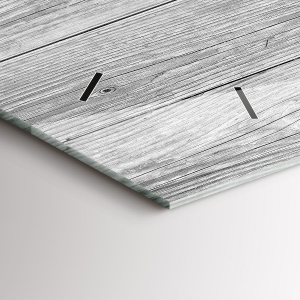 Glass wall clock rectangular Wooden panels