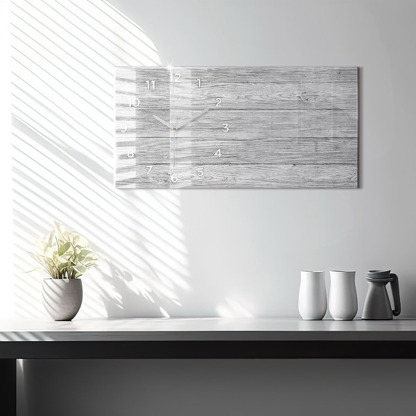 Glass wall clock rectangular Wooden panels