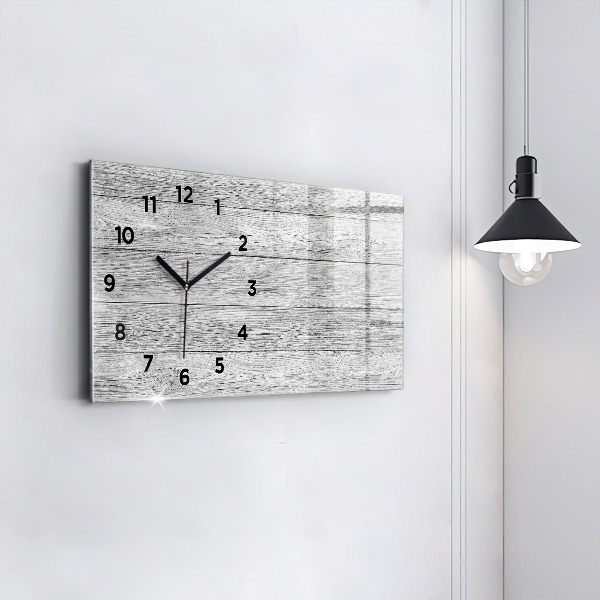 Glass wall clock rectangular Wooden panels