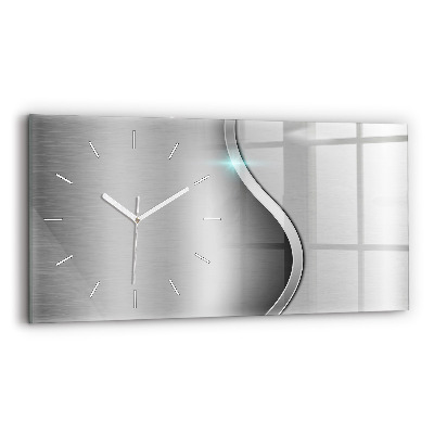 Glass wall clock rectangular Gray metal abstraction