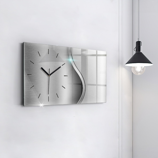 Glass wall clock rectangular Gray metal abstraction