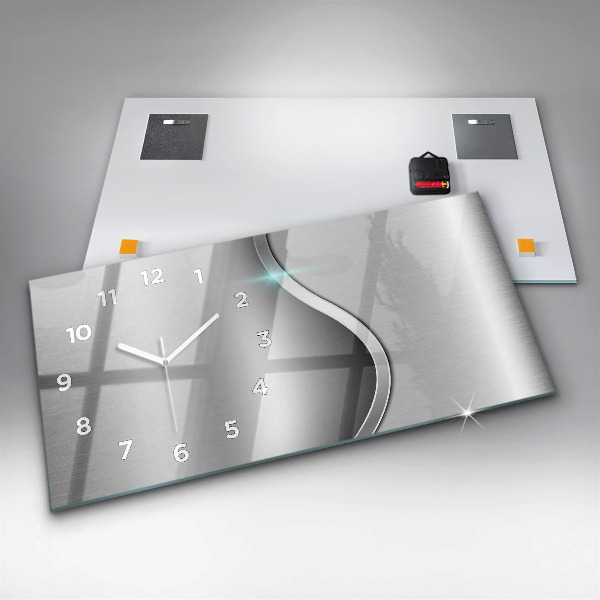 Glass wall clock rectangular Gray metal abstraction