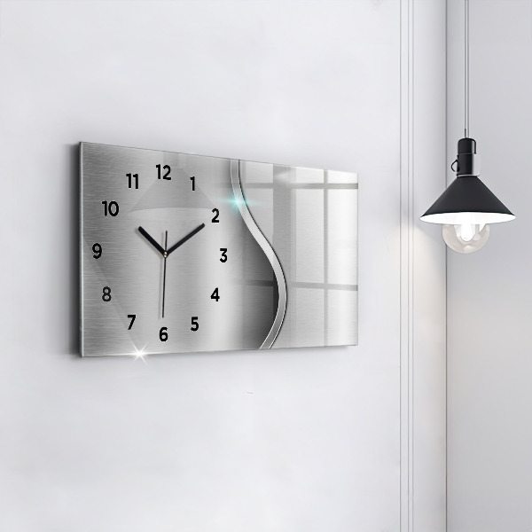 Glass wall clock rectangular Gray metal abstraction