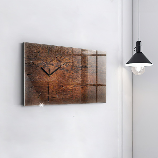 Glass wall clock rectangular Old wood