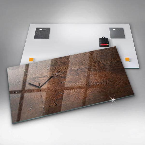 Glass wall clock rectangular Old wood