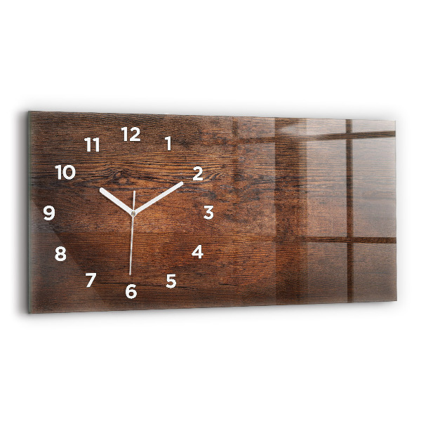 Glass wall clock rectangular Old wood