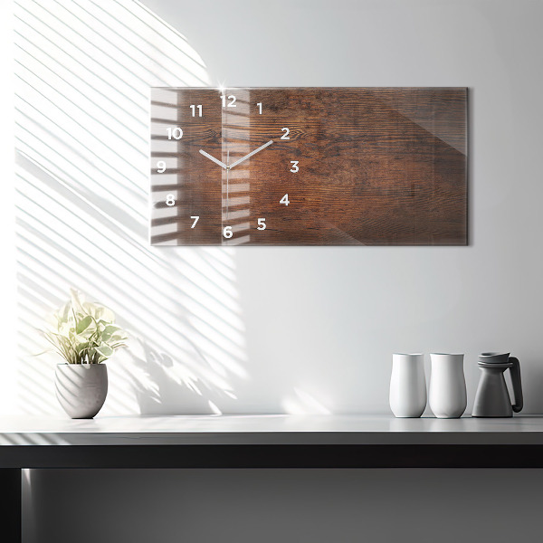 Glass wall clock rectangular Old wood