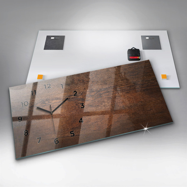Glass wall clock rectangular Old wood