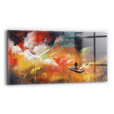 Glass wall clock rectangular Abstract painting