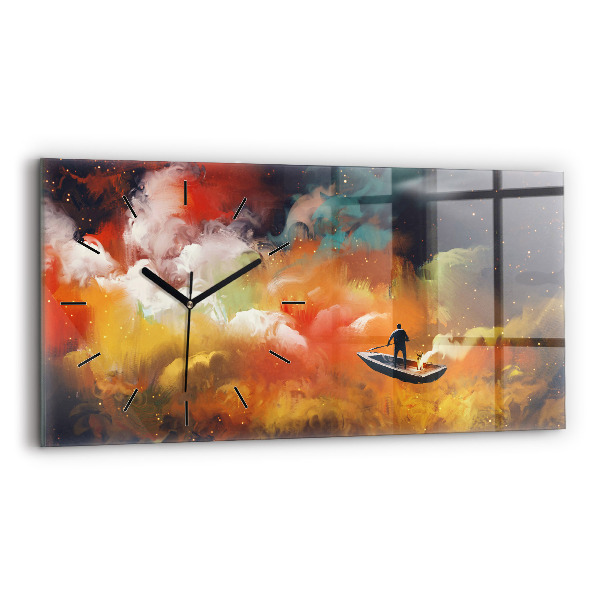 Glass wall clock rectangular Abstract painting