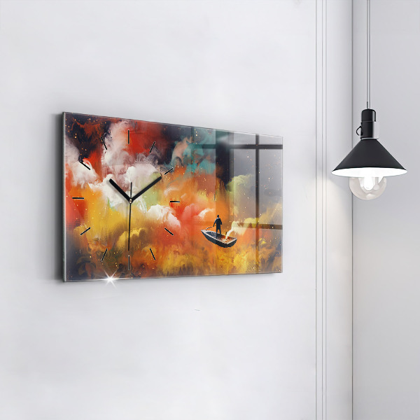 Glass wall clock rectangular Abstract painting