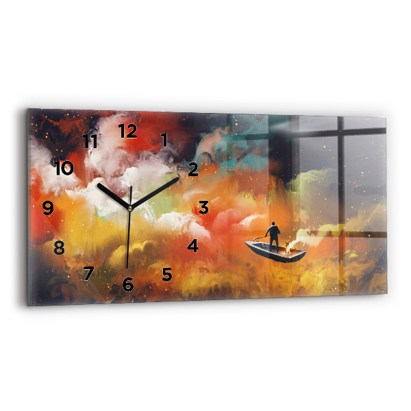 Glass wall clock rectangular Abstract painting
