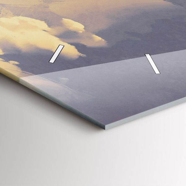 Glass wall clock rectangular Paper ships