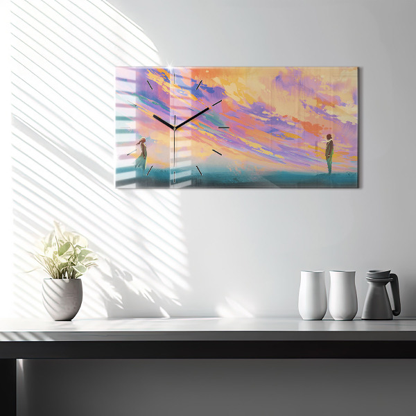 Glass wall clock rectangular Platonic love