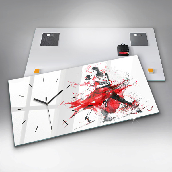 Glass wall clock rectangular Dancing couple