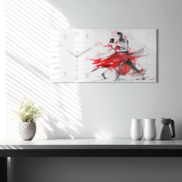 Glass wall clock rectangular Dancing couple