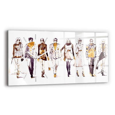 Glass wall clock rectangular Woman and man