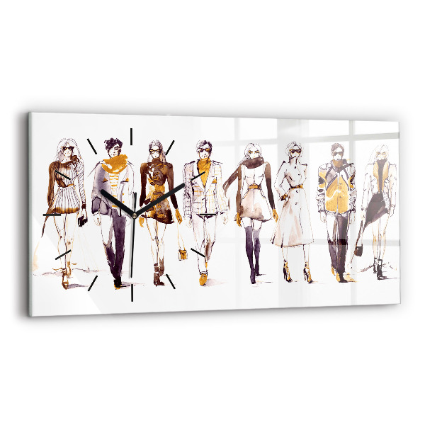 Glass wall clock rectangular Woman and man