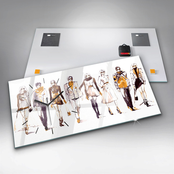Glass wall clock rectangular Woman and man