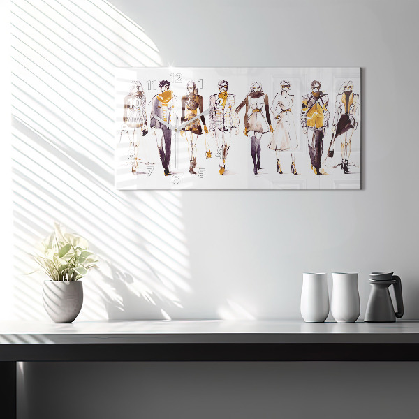 Glass wall clock rectangular Woman and man