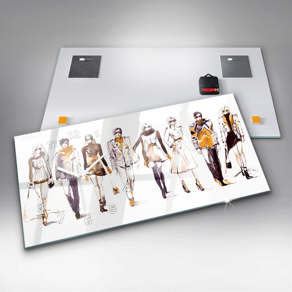 Glass wall clock rectangular Woman and man